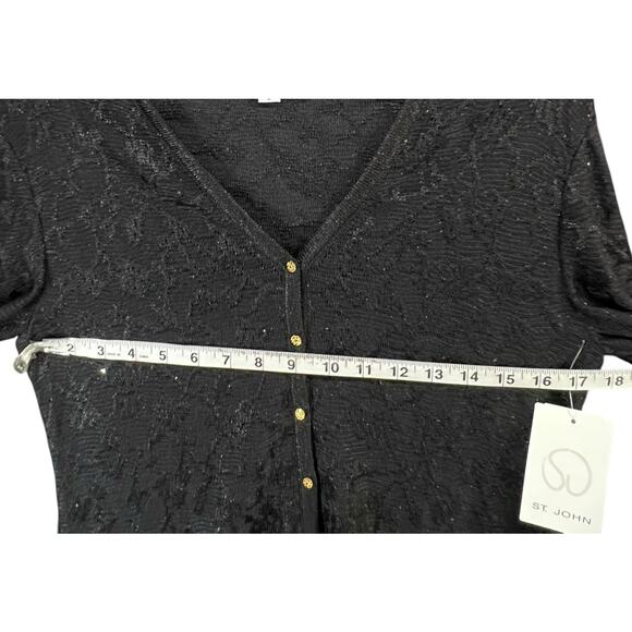 St John Evening Cardigan 2 Black Sparkly Metallic Sweater Quiet Luxury Vintage - Picture 7 of 16